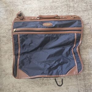 Vintage Jaguar Navy & Leather Trim Garment Bag Foldable Travel Suit Bag